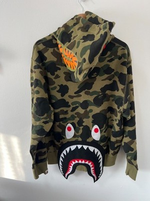 Bape A Bathing Ape Herren S Grün 1st Camo Haifischmaul Oversized Hoodie