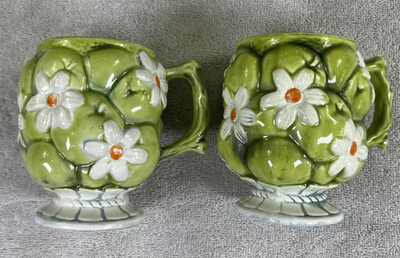 Vintage Inarco Daisy Apple Cup 4'' Tall Japan 1967 Coffee Tea Set of 2
