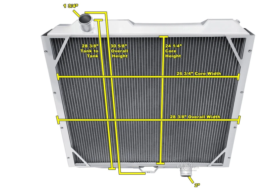 CHAMPION 3 ROW ALUMINUM RADIATOR 01 02 03 04 05 06 HUMMER H1 TURBO DIESEL ENGINE - Image 3 of 4