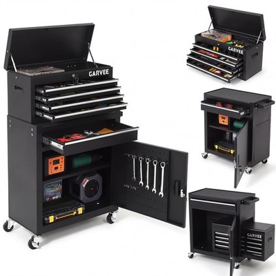5-Drawer Black Rolling Tool Cabinet Lockable Detachable Box Swivel Wheels