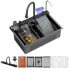 Lordear 30" Drop-In Stainless Steel Kitchen Sink with Cup Washer, Soap Dispenser