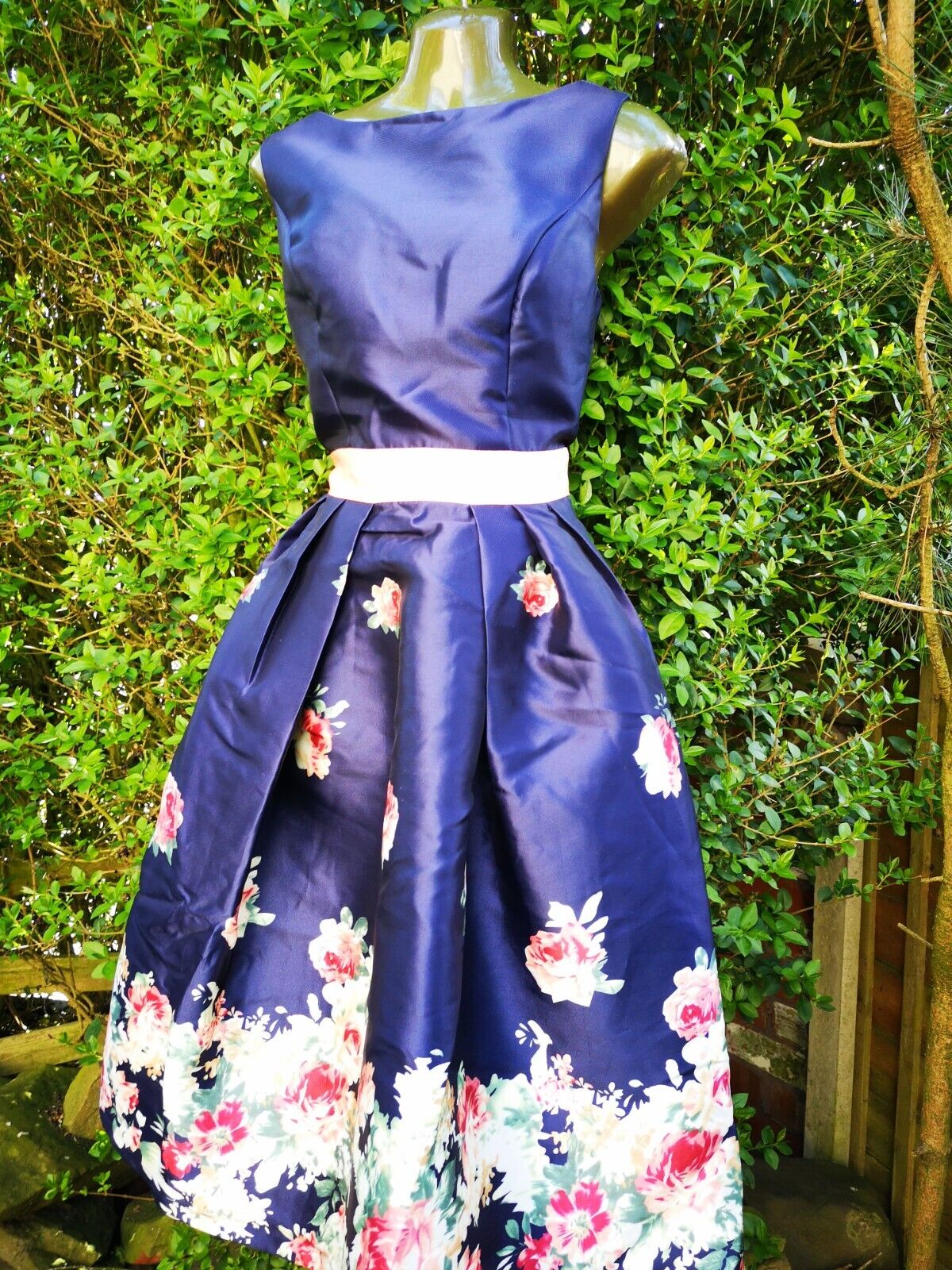 Chi Chi London Fit & Flare Royal Navy Blue Floral… - image 2
