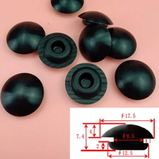 9.5mm Silicone Rubber Cap Snap-on Hole Plugs Pipe Tube Inserts White / Black