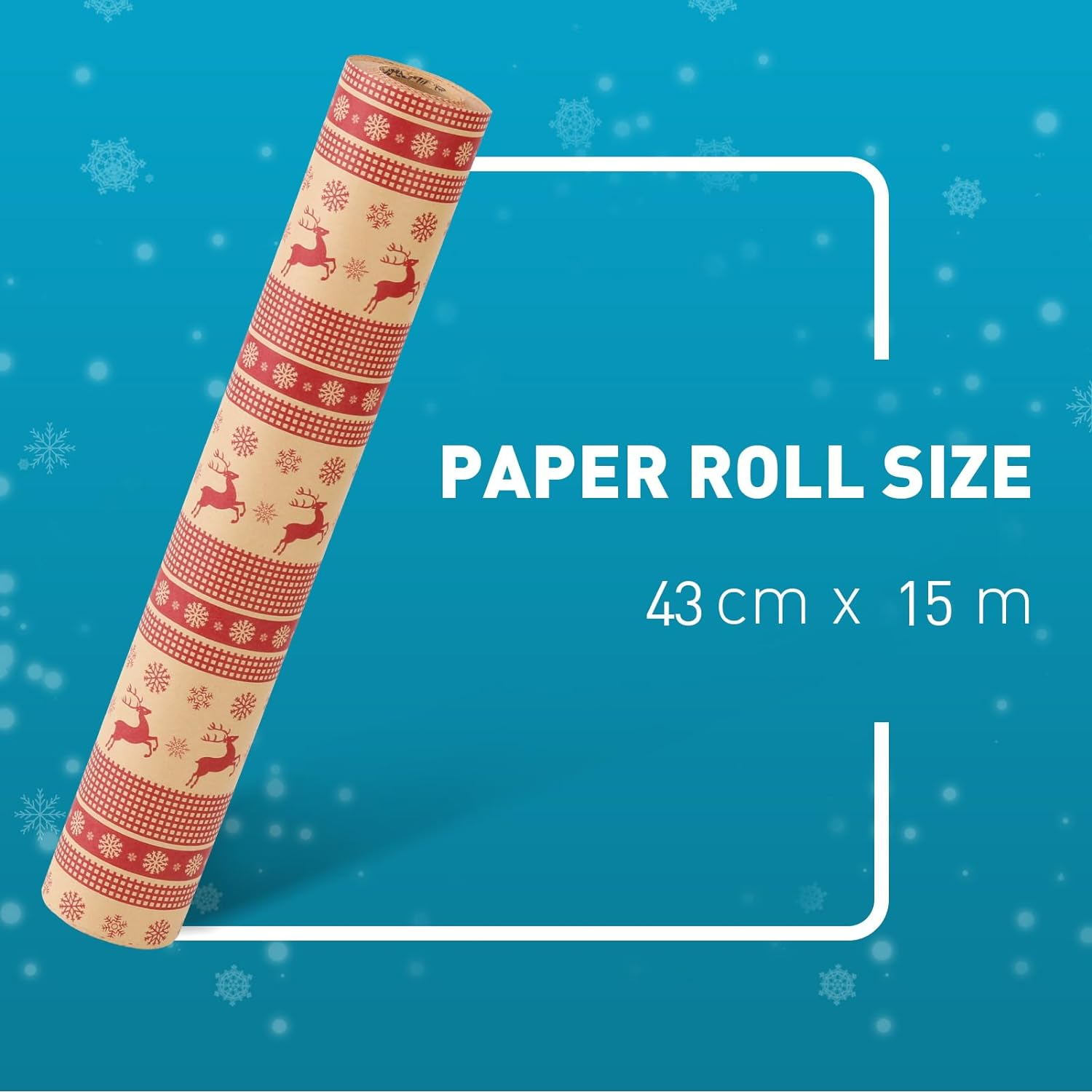 Christmas Wrapping Paper Roll, Doublesided Printing on Recycled Kraft