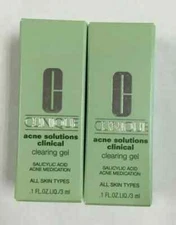 2x Clinique Acne Solutions Clinical Clearing Gel Mini 0.1 oz / 3ml New in Box