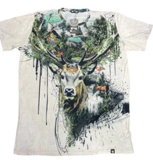 Hoodie Lab  4XL  Men’s AOP Deer Nature T-Shirt All Over Print Art By Riza Peker