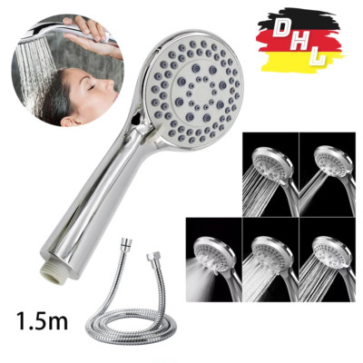 Duschkopf Hochdruck Handbrause Duschbrause Wassersparend mit 1.5m Schlauch 5Modi