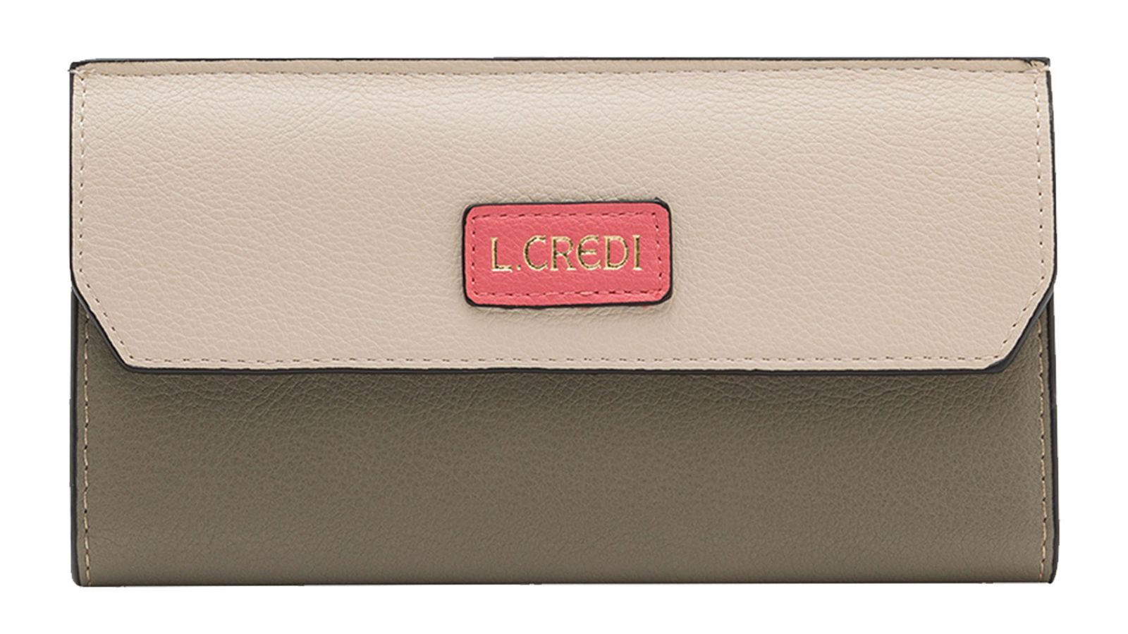 L.CREDI purse Olivette Flap Wallet Khaki Multi