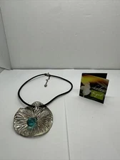 925 Hagit Gorali Israel S.S. Lily Pad Hand Blown Blue Kalos in center.Wgt 28.4g