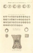 Roman coins Isle of Thanet. Rings Stanmore Common. Ingot Tower of London 1806