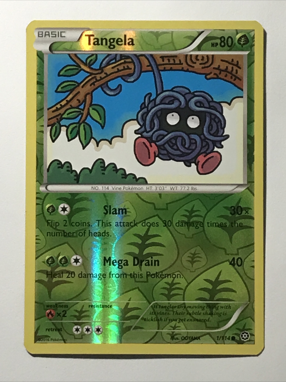 2016 Pokemon Tangela 1/114 XY-Steam Siege Reverse Holo