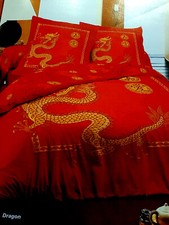 Sacco Copri Piumino o Copri Trapunta 100% Cotone Rosso Red Dragon Giapponese 