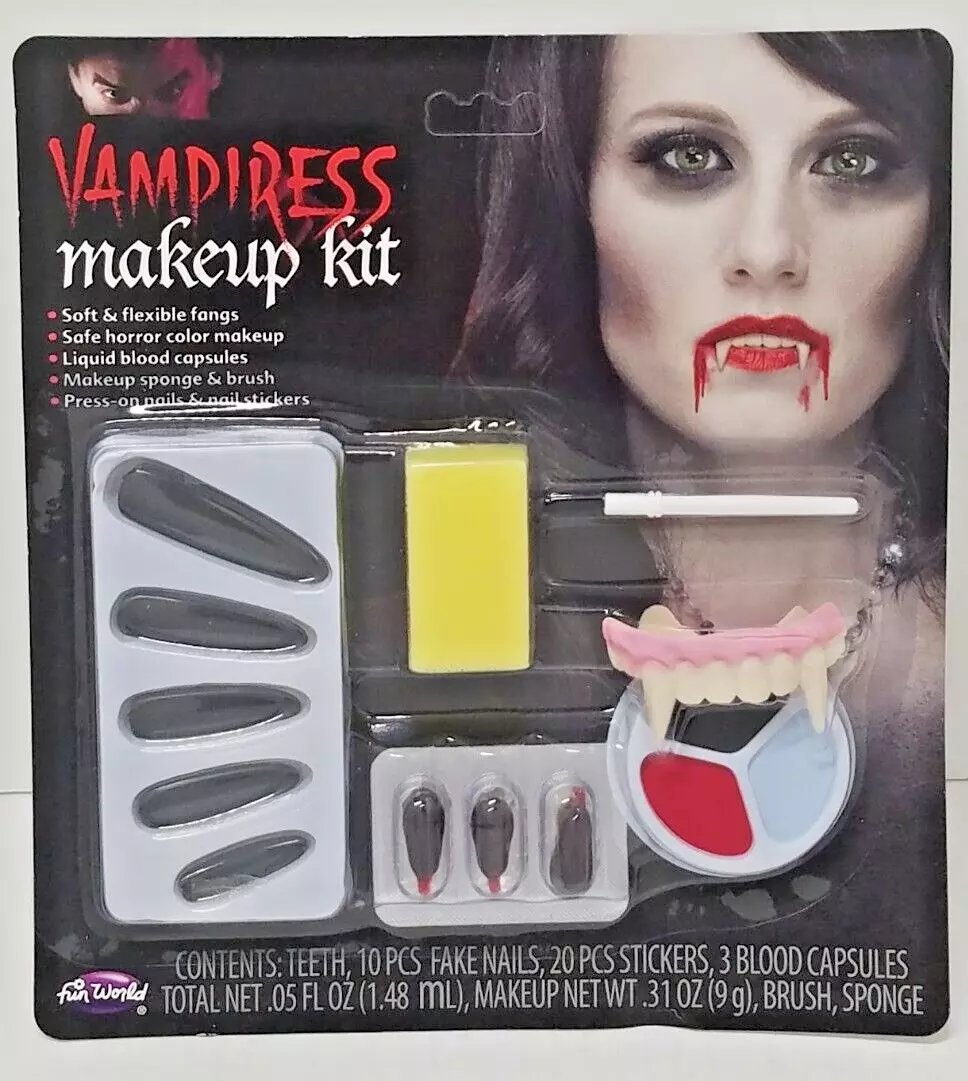 Female Vampire Dracula Makeup Kit Face Paint & Stage Makeup with false  teeth New