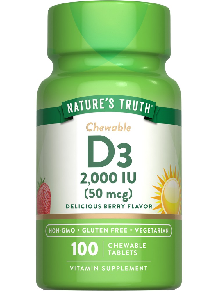 Vitamin D3 2000 IU | 100 Chewable Tablets | Vegetarian | by Nature's Truth