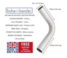 2.5 " (63.5mm) 90 Degree Tight 1.5D Mild Steel Exhaust Mandrel Bend