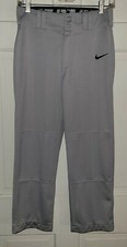 NIKE dri-fit gray Poly Knit Stretch open leg Logo Baseball Pants. Youth L