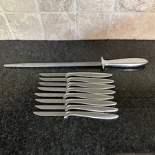 Vintage Gerber 8 Miming Steak Knives & Gungnir Knife Sharpener Legendary Blades