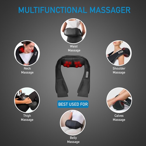 Electric Shiatsu Back Neck Shoulder Massager 3D Heat Kneading Body Massager NEW、 - Picture 8 of 12