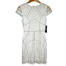 Lulus Dress Womens Small Beaded Sequins Party Cocktail White