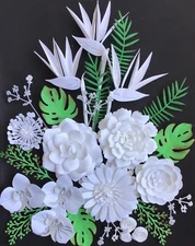 Wall Art Shadow Box Framed 3D Tropical Beauty Rose Mum Paper Floral Home  Decor