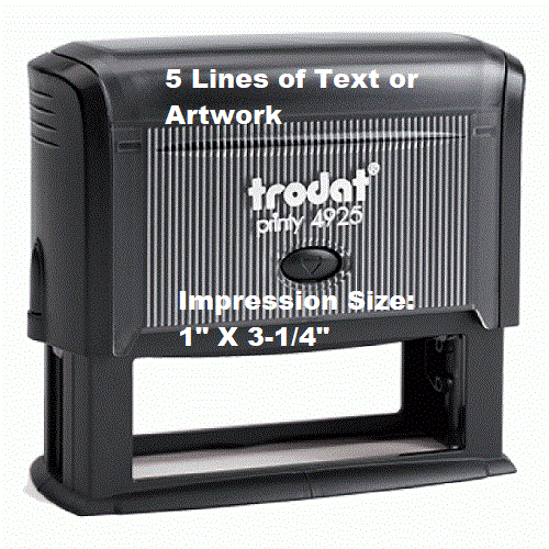 Trodat 4925 - 5 Lines of Text/Artwork- Custom Rubber Self-Inking Stamp - Oblong Trodat 4925 - 5 Lines of Text/Artwork- Custom Rubber Self-Inking Stamp - Oblong