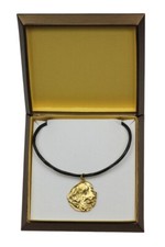 Newfoundland Dog Collar In Gift Box, Gold-Plated Pendant
