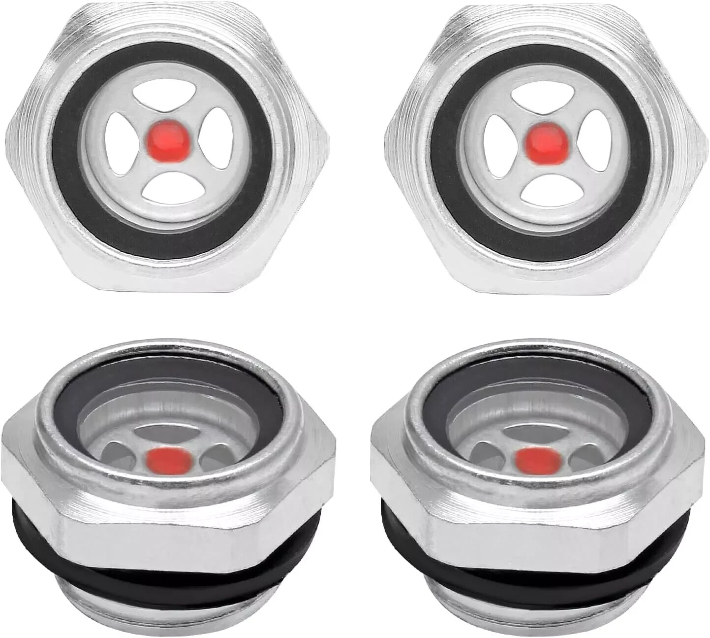 4Pcs Air Compressor Oil Sight Glass 1/2 Inc NPT Oil Liquid Level Gauge Male Thre