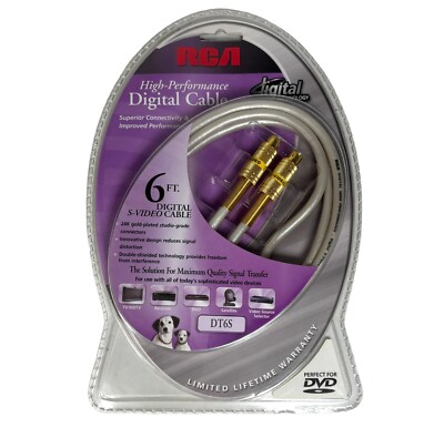 RCA 6 Ft Digital DT6S S-VIDEO Cable High Performance 24K Gold Plate Studio Grade