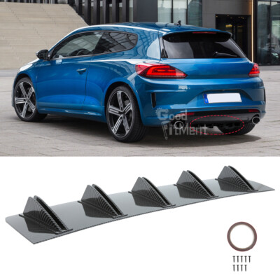 For VW Scirocco TSI MK3 Carbon Fiber Look Rear Bumper Spoiler Diffuser 10 Fins