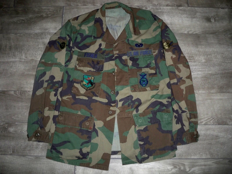  camo woodland military uniform vtg jacket