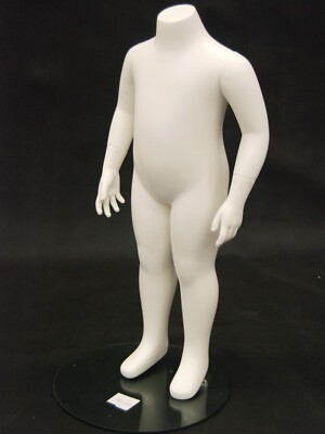 Child Toddler Kids Matte White Headless Fiberglass Mannequin with Base - 2T