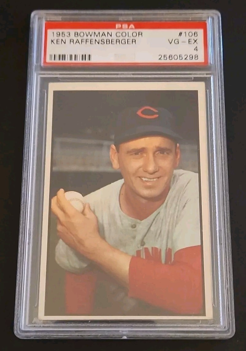 1953 BOWMAN KEN RAFFENSBERGER BASEBALL CARD #106 ~ PSA 4