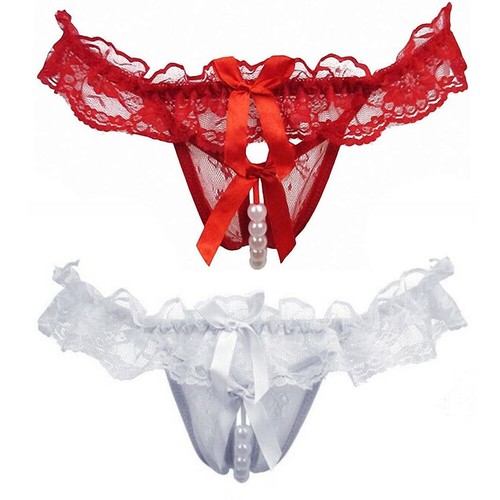 Sexy Mujeres Perla Encaje Tanga Bragas Lencería Ropa Interior Entrepierna T-back - Imagen 36 de 43