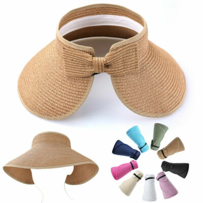 Women Summer Hat Sun Beach Visor Fold able Roll Up Wide Brim Women Summer Hat Sun Beach Visor Fold able Roll Up Wide Brim