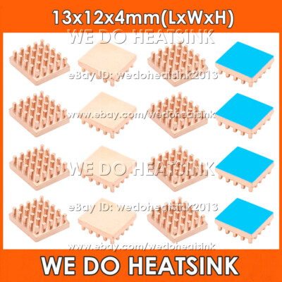 13x12x4mm Copper Heat Sink With or Without Tape For Raspberry Pi 2 3 Model B