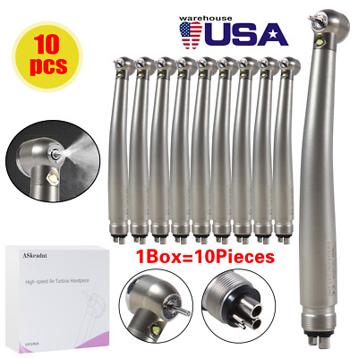 10pc Dental Fiber Optic LED E-generator Push Button Turbine Handpiece 4 Hole NEW