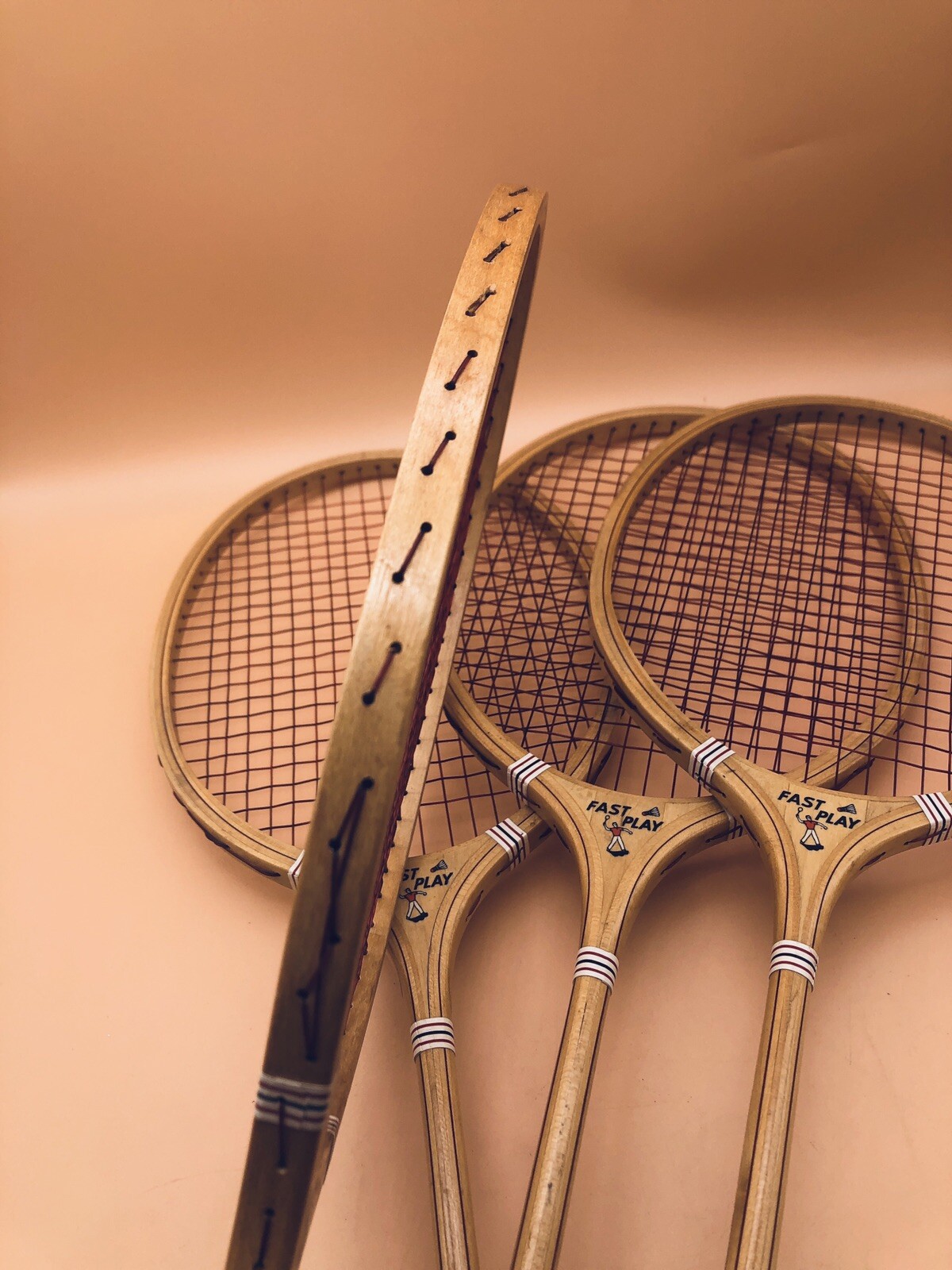 Vintage Set Of 4 Marca Registrada Spalding Fast Play Badminton Racquets eBay