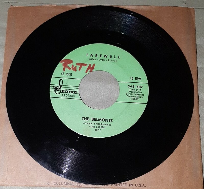 The Belmonts 45 Farewell / Diddle-Dee-Dum Sabina Records SAB 507