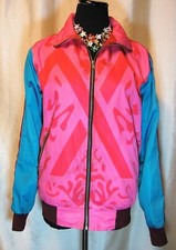 Vguc Maya Marchelle Couture House Xs Pink Turquoise Lined Windbreaker Jacket