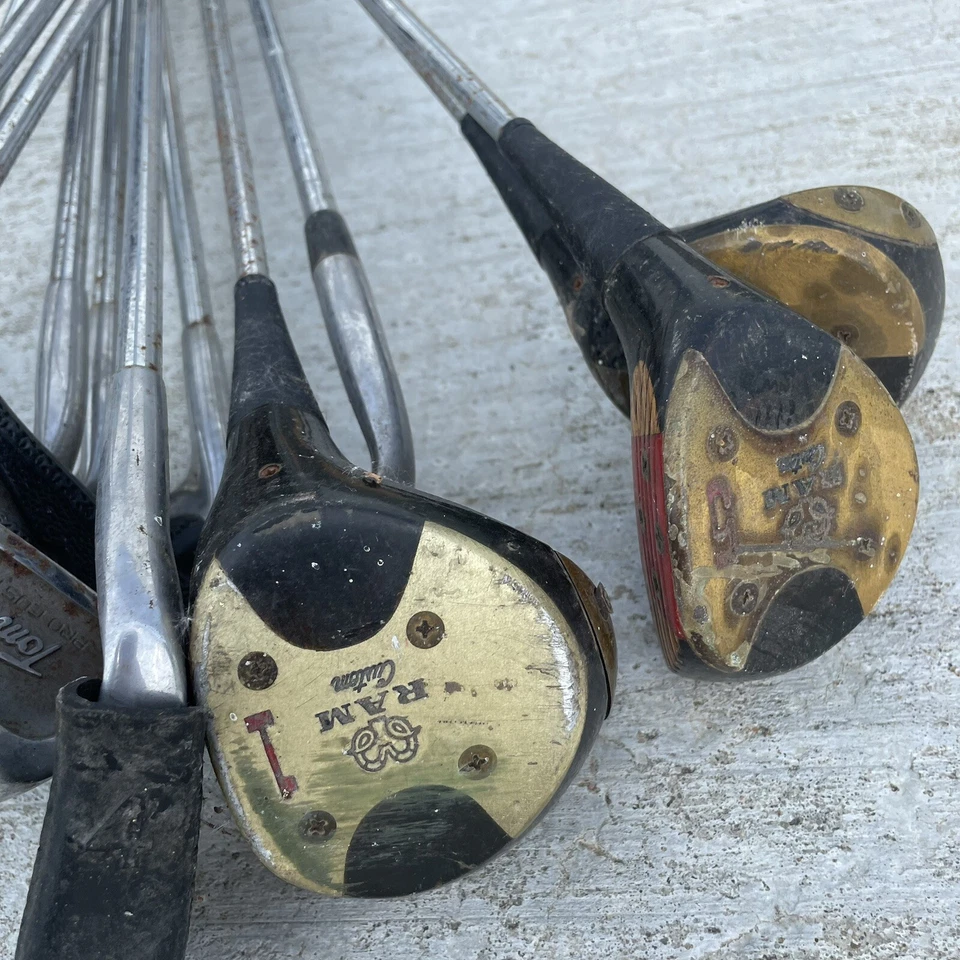 Juego de hierros modelo tour personalizado RAM Tom Watson Pro de colección 3-PW RH 1,3,5 Woods Driver LN Foto 2 de 4