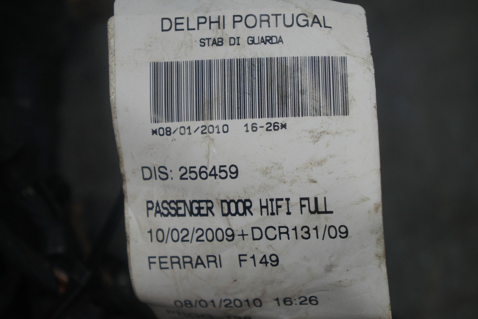 Front Right Passenger Door Wiring Wire Harness 256459 Ferrari California 2010