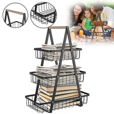 Aufbewahrungskorb 3-Stufig Obstkorb Gemüsekorb Metallkorb Körbe Metall Schwarz