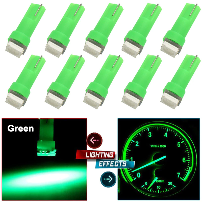 70PCS T5 T10 5050-SMD LED Speedometer Instrument Gauge Cluster Dash ...