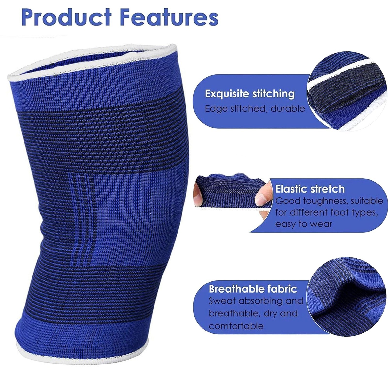 4X Knee Support Elasticated Sleeve Compression Bandage for Joint Pain