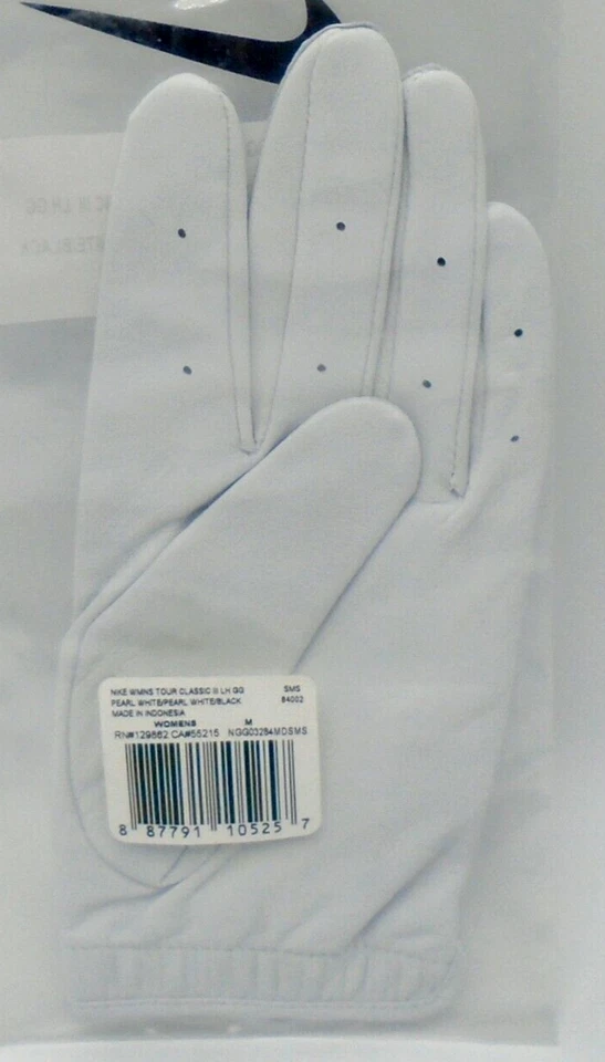 Guante de golf Nike Tour clásico mano izquierda para mujer mediano blanco perla/negro Foto 4 de 4