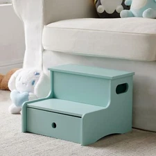 Kings Brand Furniture Toddler Step Stool for Kids with Storage, Glacier
