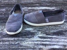 TOMS Shoes Gray Corduroy Faux Shearling Youth 3 Slip On
