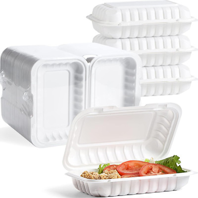 Clamshell Food Containers, Reusable Shrink Wrap 50 Pack 9 X 6 Inch 28 OZ Plastic