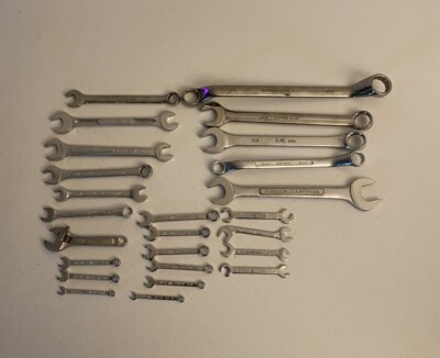 Large used SAE wrench lot Of 25 -Craftsman, Thorsen, K-D, Combination VIM Tools