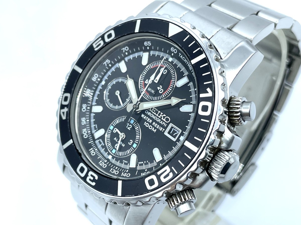 Near MINT SEIKO Men's Chronograph Watch Quartz New Battery